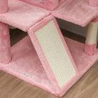 PawHut - arbre à chat 54 po avec poteaux à griffer, condos - rose-Couleur : Rose, Blanc crème 
