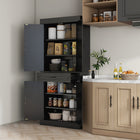 HOMCOM - Armoire de cuisine autoportante 71 po avec 4 portes et compartiment - noir-Grand espace de rangement comprenant 2 armoires à trois niveaux et 1 large tiroir 
