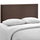 Modway - Region Tête de clous Rembourré Tête de lit Queen, Brun foncé-Panneau de particules avec poteaux en bois massif