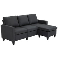 HOMCOM - Canapé sectionnel avec ottoman - gris foncé-Le design en forme de L optimise l'espace dans les salons, chambres, bureaux à domicile, etc