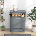 PawHut - Station d’alimentation pour animaux, armoire de rangement, conteneur - gris-Peut être utilisé comme table d'appoint ou table de chevet 