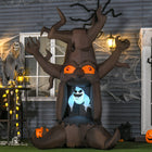 HOMCOM - Décoration gonflable d'extérieur LED de 8 pieds pour Halloween - Fantôme blanc - Marron-Conception durable en tissu polyester résistant aux intempéries avec un indice d'étanchéité IP44 