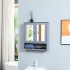 Kleankin - armoire à pharmacie murale avec miroir - gris-MDF solide avec surface peinte pour plus de stabilité et un nettoyage facile 