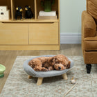 PawHut - Canapé pour chat, sofa surélevé pour chien avec housse lavable - gris-Convient aux chiens et chats (jusqu’à 11 lb/5 kg et 11,8 po/30 cm de longueur corporelle) 