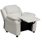 Flash Furniture – Fauteuil inclinable moderne de luxe pour enfants, vinyle, très rembourré, rangement dans les accoudoirs, blanc-Taille du appui-bras avec rangement: 3,25 larg. x 6 prof. x 11 haut. (po)