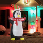 HOMCOM - Pingouin gonflable lumineux de 2 - 4 m - bannière « Joyeux Noël »-Lumières LED intégrées pour un affichage nocturne brillant et une atmosphère de vacances supplémentaire 