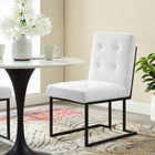 Modway - Privy Acier inoxydable noir Tissu rembourré Chaise à manger - Noir Blanc-Détails Biscuit-Tufted