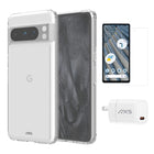AXS - Ensemble de départ avec étui ULTRA CLEAR transparent testé contre les chutes, protecteur d’écran et chargeur 30W pour Google Pixel 8 Pro-Étui résistant aux chutes avec des poches d’air absorbant les chocs