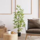 HOMCOM - Arbre de bambou artificiel 4 pi pour décoration intérieure de la maison - vert-Les pots de pépinière solides offrent une base stable 