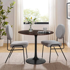 Modway - Lippa Rond de 36 po Bois Table à manger, Noyer cerisier noir-Socle métallique résistant aux éclats