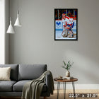Patrick Roy 20x29 Canadiens Action-V - Toile encadree - 22" x 31"-Prêt à accrocher - livré entièrement assemblé