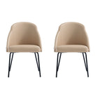 Manhattan Comfort - Lot de 2 chaises de salle à manger modernes Gracie 61,5 cm, revêtement similicuir, coloris beige et noir-Chaise de salle à manger moderne pour salle à manger et usage de travail lot de 2