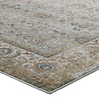 Modway - Hisa Treillis floral vintage vieilli Tapis de 5 pi l x 8 pi L - Argent, bleu, beige et brun-Haute densité / Tissé à la machine