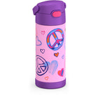 Thermos - Bouteille FUNtainer avec Paille - 410 mL - Paix-Couvercle à bouton-poussoir et à paille escamotable