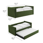 Modway - Veyla Chenal Touffé Performance Velvet Lit de jour jumelle avec Trundle, Vert mousse-10
