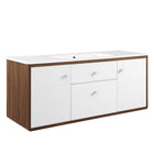 Modway - Transmit 48" Vanité de salle de bain murale - Blanc noyer-Assemblée requise