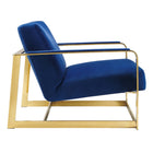 Modway - Seg Performance Velvet Chaise d’accent - Marine d’or-Cadre en acier inoxydable
