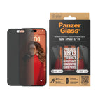 PanzerGlass - Protecteur d'écran de confidentialité pour iPhone 15 Pro - Noir-Le filtre de confidentialité rend l'affichage presque invisible