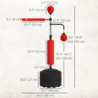 Soozier - Sac De Frappe Sur Pied Avec 2 Poires De Vitesse - Barre Réflexe 360° - Rouge-Base stable en HDPE pouvant être remplie d’eau ou de sable  