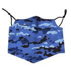 Oliver's Labels Cache-cou - Camouflage bleu-2 couches devant la bouche et le nez pour une protection supplémentaire.
