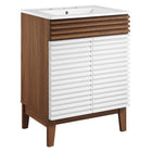 Modway - Render 24" Vanette de salle de bain - Blanc Noyer Blanc-Trous étendus de 8"