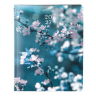Blueline - 2027 agenda mensuel 16 mois avec reliure à double spirale – 9 1/4 po x 7 1/4 po – fleurs de cerisier – bilingue-Reliure spirale double avec couverture souple imprimée