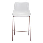 Zuo - Magnus Tabouret de bar - Blanc/Noyer - Ensemble de 2-Rembourrage moelleux et confortable