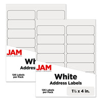 JAM Paper Étiquettes postales, 1 1/3 x 4 po, blanc, 252/paquet-Étiquettes postales
