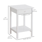 HOMCOM - Table de nuit moderne 15,4 po - blanc-Le grand espace supérieur et l’étagère inférieure vous permettent de placer des décorations ou d’autres objets 