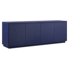 Hudson&Canal - Meuble TV Hanson pour téléviseurs jusqu'à 75" - Bleu foncé-Comprend quatre portes avec armoires fermées et 4 étagères pour un grand espace de rangement