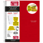 Five Star - Cahier Focus Learn à 1 matière – 10 1/2 po H x 8 po l – 200 pages-Feuilles à grands interlignes, doubles faces, résistantes au transfert d’encre.