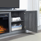 Manhattan Comfort - Meuble TV traditionnel Franklin 60 po - Gris-Les étagères ouvertes permettent la gestion des câbles et des fils