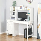 HOMCOM - Bureau d'ordinateur avec rangement - 47,2 po L x 19,7 po l x 53,7 po H - blanc-La combinaison d'une étagère et d'un bureau avec armoire permet d'économiser de l'espace