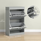 HOMCOM - Armoire à chaussures étroite avec tiroirs basculants et étagère réglable pour entrée - gris-La surface peinte facilite le nettoyage 