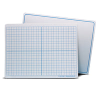 Flipside Products - Tapis d'apprentissage effaçable à sec - Axe XY recto-verso/Uni - 9 po x 12 po, paquet de 48-Revêtement en plastique avec un axe XY audacieux d'un côté et une bordure bleue mince et simple de l'autre