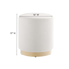 Modway - Tilden Velours rond de performance de 16" Rembourré Ottoman - Albâtre naturel-Tissu résistant aux taches