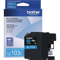 Brother – Cartouche d'encre cyan LC103, rendement élevé (LC103CS)-Cyan 