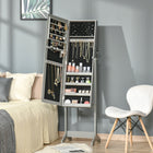 HOMCOM - Armoire à bijoux avec miroir - 18,4 po L x 14,4 po l x 59,6 po H - gris-Peut être verrouillé pour plus de sécurité lorsque vous n’êtes pas là, livré avec deux clés 