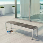 Modway - Shore Terrasse extérieure Aluminium Banc in Gris argenté-Panneaux d’accent en bois plastique