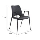 Zuo - Desi Chaise de salle à manger - Noir - Ensemble de 2-Garantie limitée de 3 ans