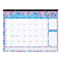 Blueline - 2027 Calendrier sous-main mensuel coloré - 12 mois - de janvier à décembre - 22 po x 17 po - floral - bilingue-12 mois, de janvier à décembre