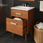 Modway - Cassia 24" Vanette de salle de bain - Blanc naturel-Construction en bois de teck