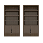 Manhattan Comfort - Rivington bibliothèque moderne à 4 étagères 40" avec portes Lot de 2 - Noyer-Bibliothèque moderne pour bureau à domicile, salon et rangement supplémentaire lot de 2