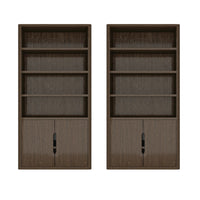 Manhattan Comfort - Rivington bibliothèque moderne à 4 étagères 40" avec portes Lot de 2 - Noyer-Bibliothèque moderne pour bureau à domicile, salon et rangement supplémentaire lot de 2