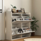 HOMCOM - Armoire à chaussures mince avec 4 tiroirs rabattables - chêne blanc-Design étroit adapté aux petites entrées pour un gain de place 