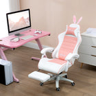 HOMCOM - Chaise de gamer inclinable avec repose-pieds - rose-Repose-pieds rétractable pour reposer les jambes et gagner de la place hors usage