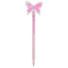Merangue - Stylo à paillettes papillon-Baril transparent rempli de perles de cristal décoratives