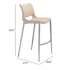 Zuo - Ace Tabouret de bar - Rose pâle/Argent - Ensemble de 2-6