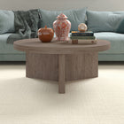 Hudson&Canal - Table basse ron Holm 91 cm de largeur - Chêne gris vieilli-Fini en chêne gris vieilli aspect bois