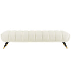 Modway - Adept Performance Velvet Banc - Ivoire-Capuchons de pied en métal doré